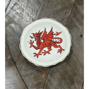 Argyle Bone China Red Dragon of Wales Ceramic Trinket Dish 4.5" D British‎ Welsh